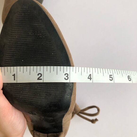 Revamped Suede Tie Up Ankle Chunky Heeled Booties Boots Heels Tan Brown - Picture 11 of 15